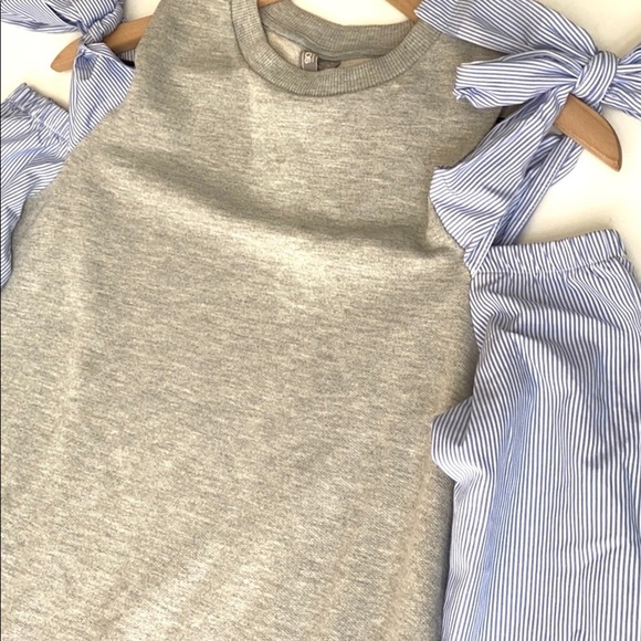 *GRAY* ASOS Cloud Stripe Cold-Shoulder Top, Size 4 - Picture 9 of 16